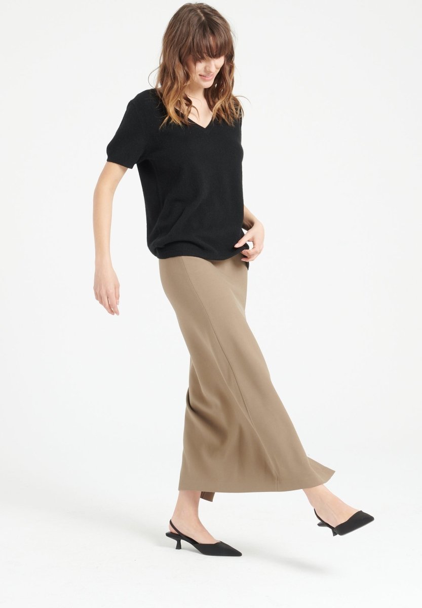 T-shirt col V femme en cachemire noir - LILLY 14