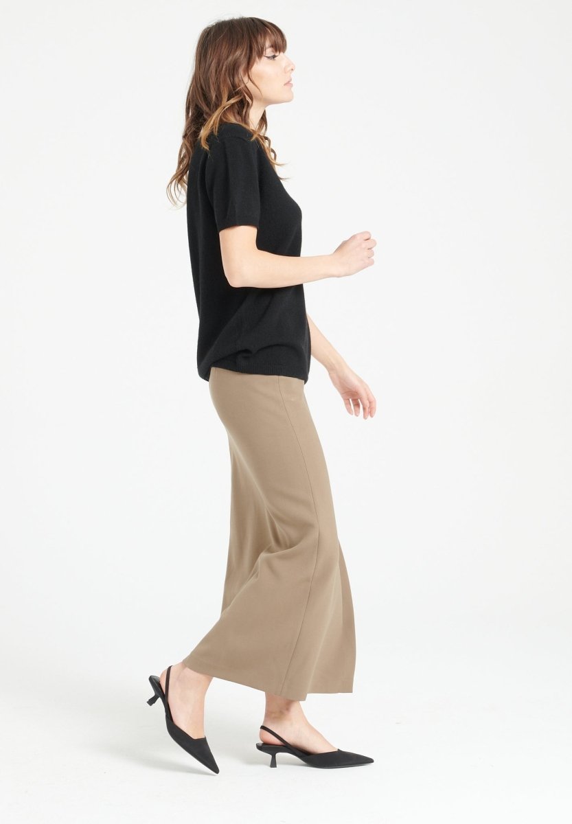 T-shirt col V femme en cachemire noir - LILLY 14