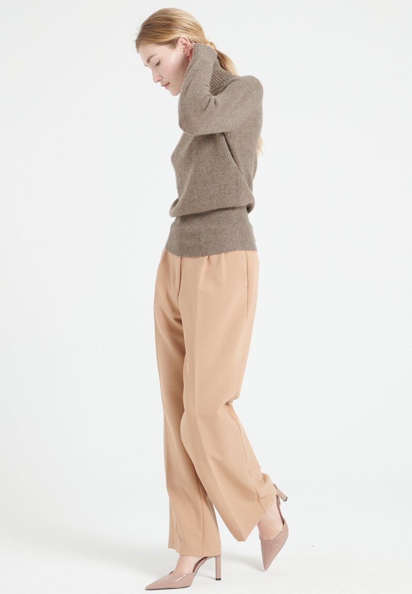 Pull col roulé femme en cachemire taupe - LILLY 21