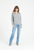 Polo manches longues femme en cachemire gris clair - MIA 3